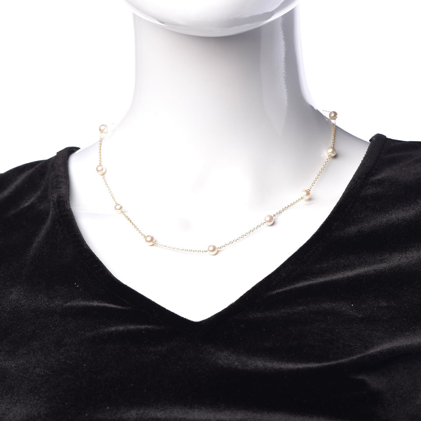 18K Yellow Gold Akoya Pearl 5.5mm Station Necklace