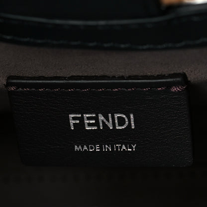 Fendi Vitello Century Wicker Bi-Color FF 1974 Embossed Small Runaway Shopper Tote Maya Black 6 of 10