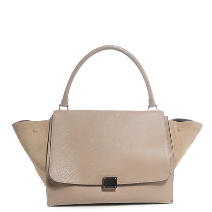 Celine Drummed Calfskin and Suede Large Trapeze Dune 1 of 10