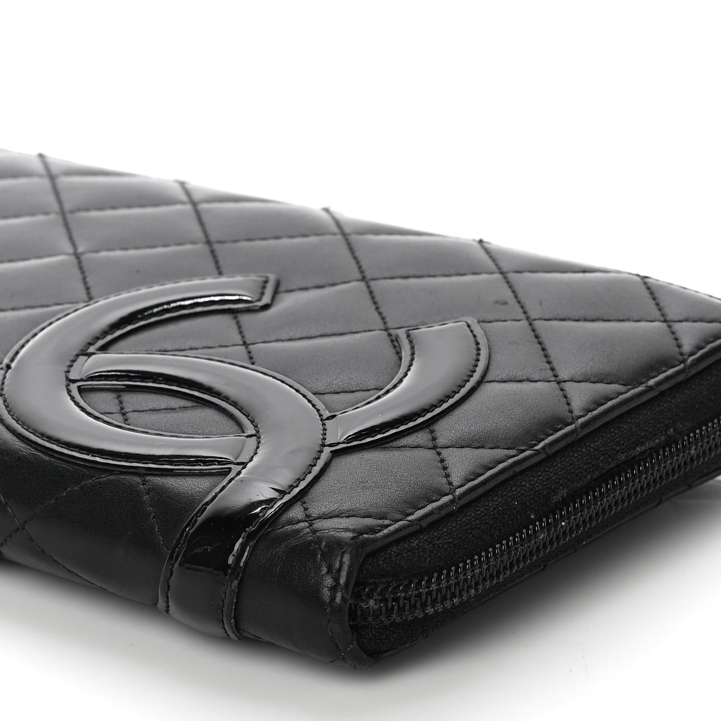Calfskin Cambon Zip Around Organizer Wallet Black