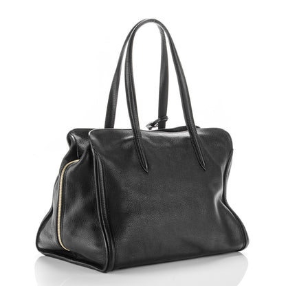 Alexander McQueen Pebbled Calfskin Large Skull Padlock Zip Around Tote Black 3 of 7