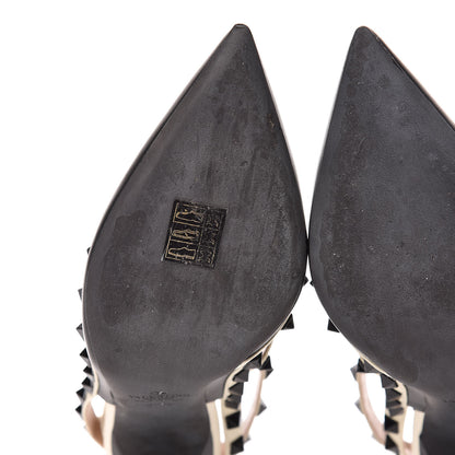 Valentino Garavani Calfskin Rockstud Ankle Strap 100mm Pumps 37.5 Black Light Ivory 11 of 15