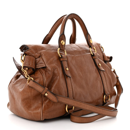 Miu Miu Vitello Lux Bow Bag Brown 3 of 12