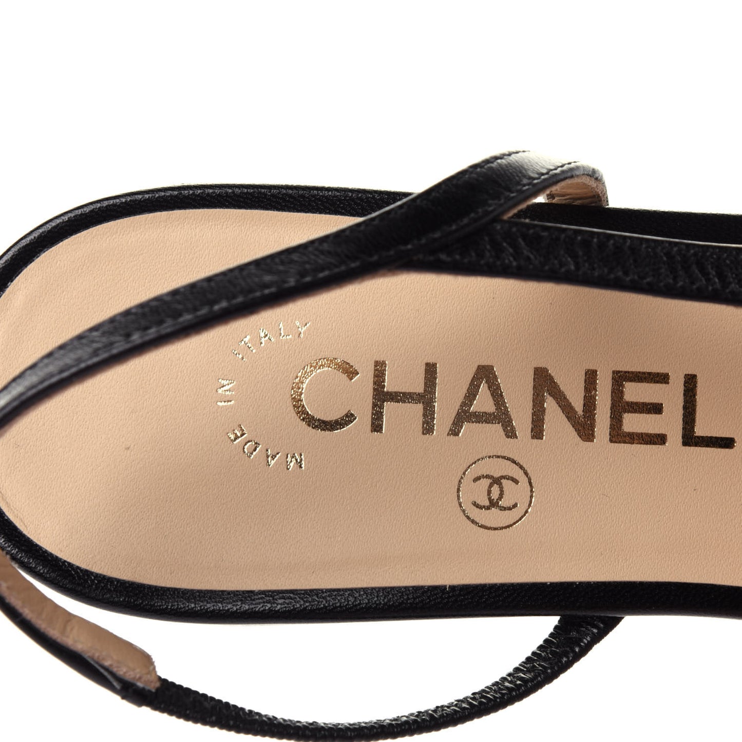 Goatskin Grosgrain Cap Toe CC Slingback Sandals 38 Black