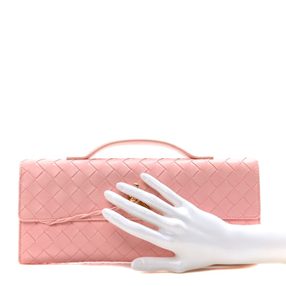 Bottega Veneta Nappa Intrecciato Long Andiamo Top Handle Clutch Rose 2 of 9