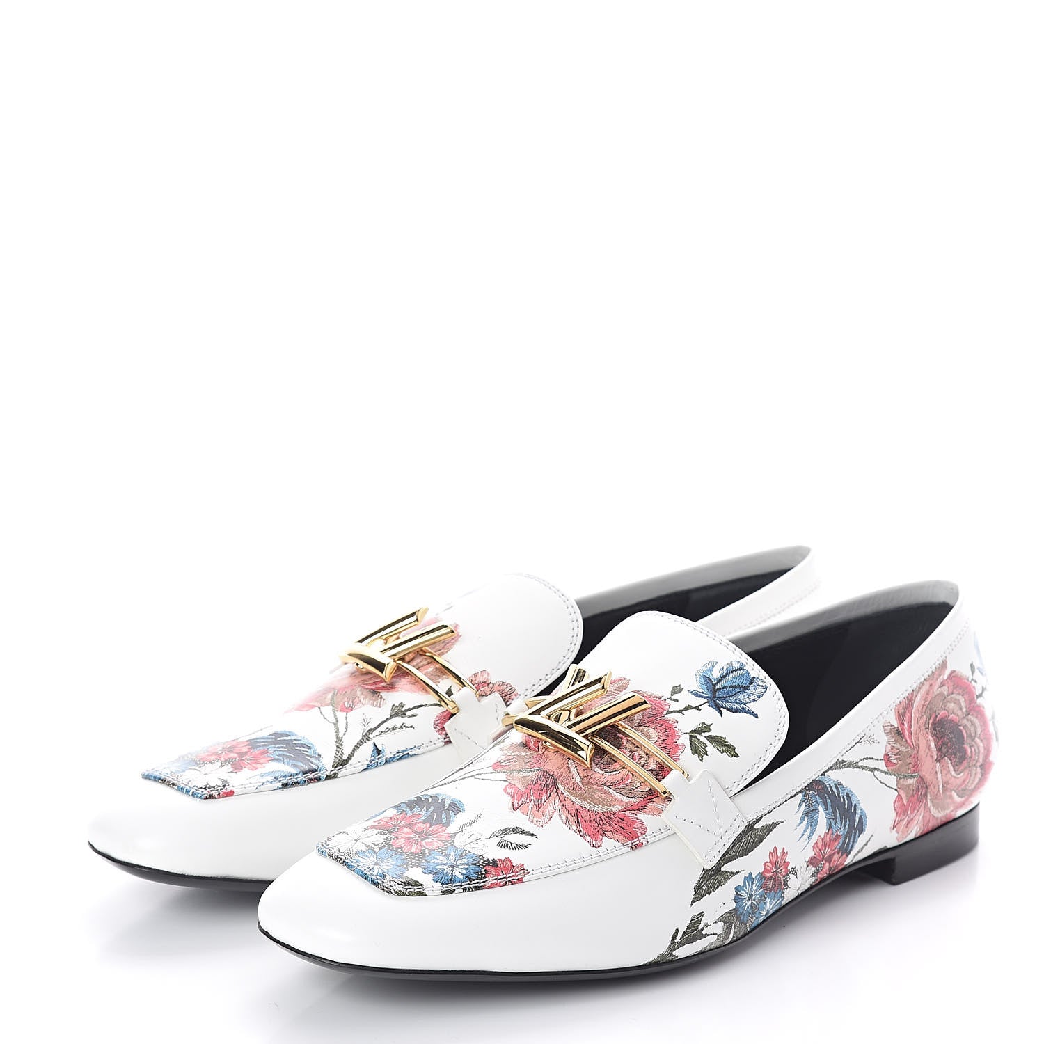 Louis Vuitton Calfskin Upper Case Flat Flowers Loafer 38 White Multicolor 3 of 7