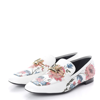 Louis Vuitton Calfskin Upper Case Flat Flowers Loafer 38 White Multicolor 3 of 7