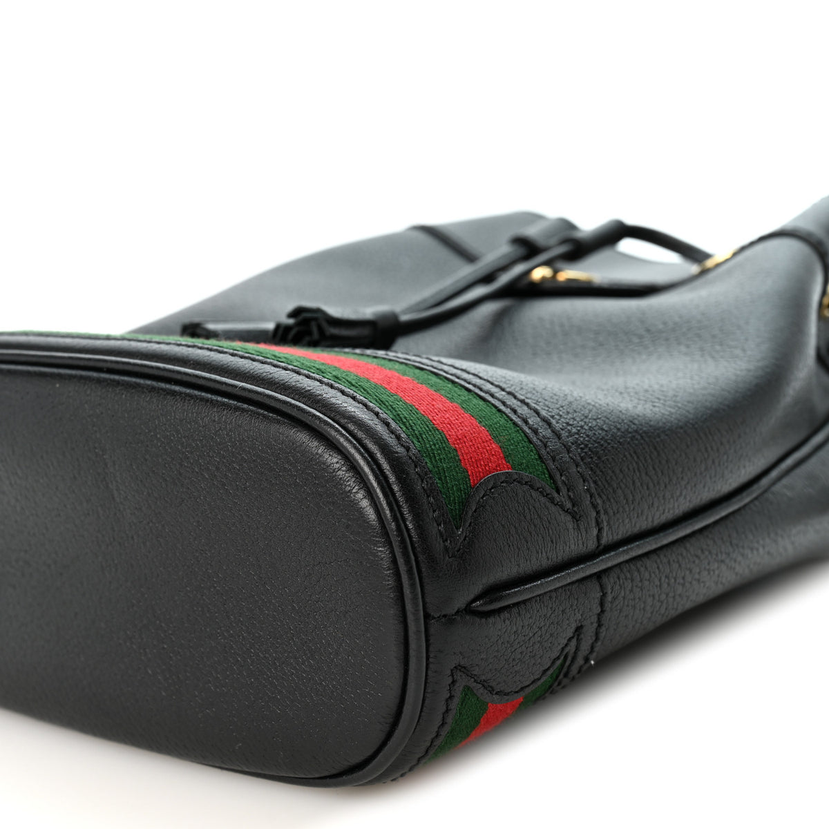 Gucci Glazed Textured Calfskin Web Small Ophidia Bucket Bag Black 10 of 10