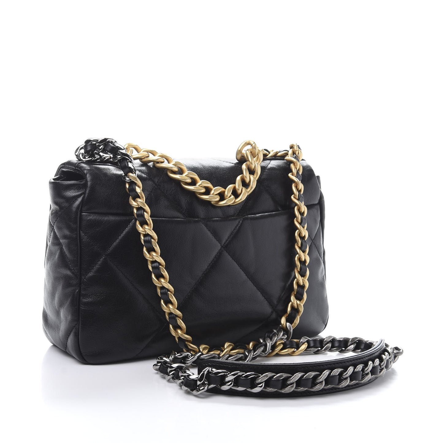 Goatskin Quilted Medium 19 Flap Black