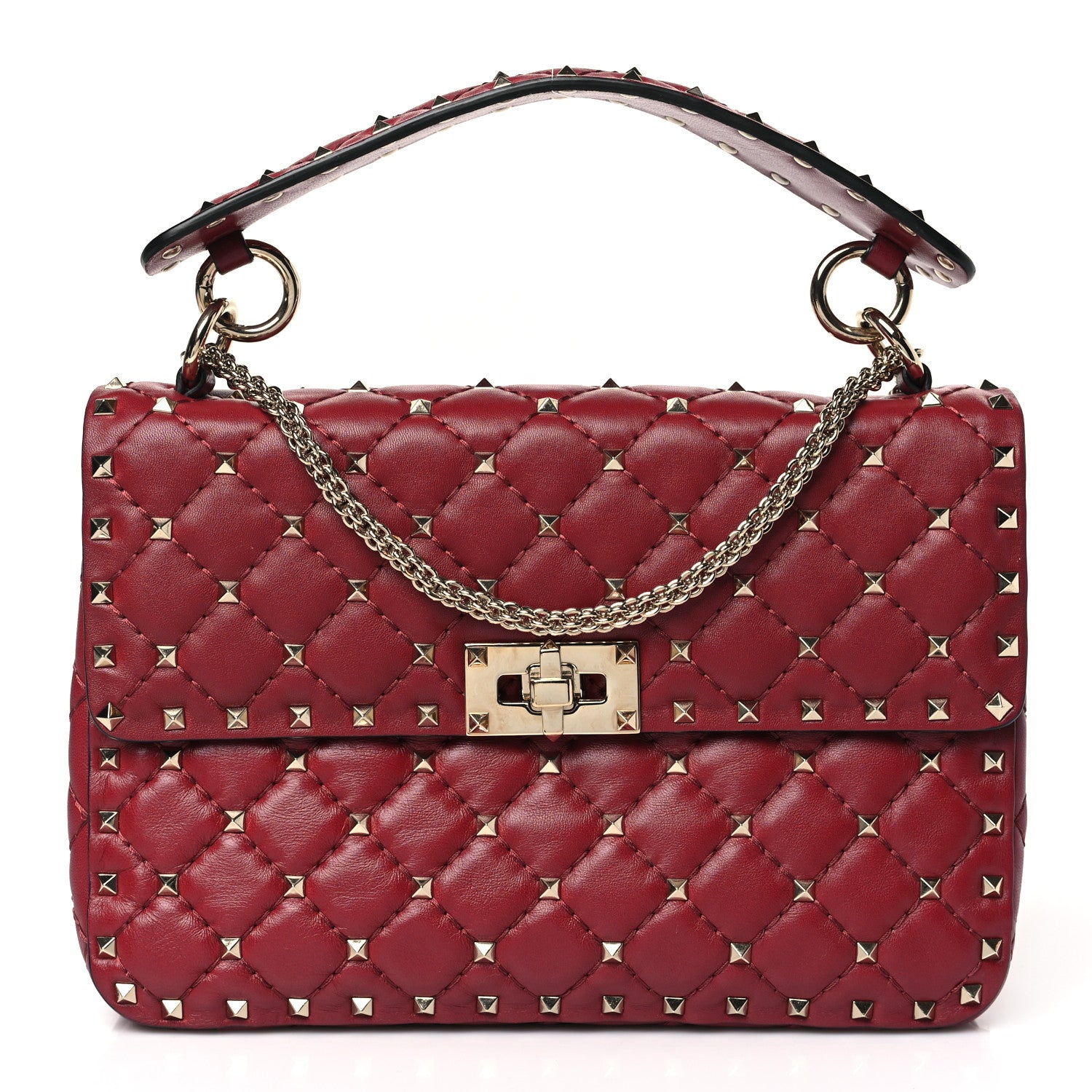 Valentino Garavani Nappa Medium Rockstud Spike Shoulder Bag Rubino 1 of 8