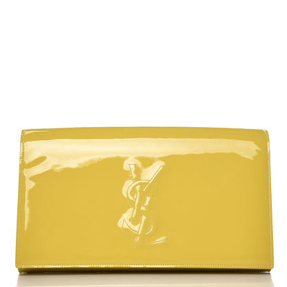 Saint Laurent Patent Calfskin Monogram Large Belle De Jour Clutch Yellow 1 of 7