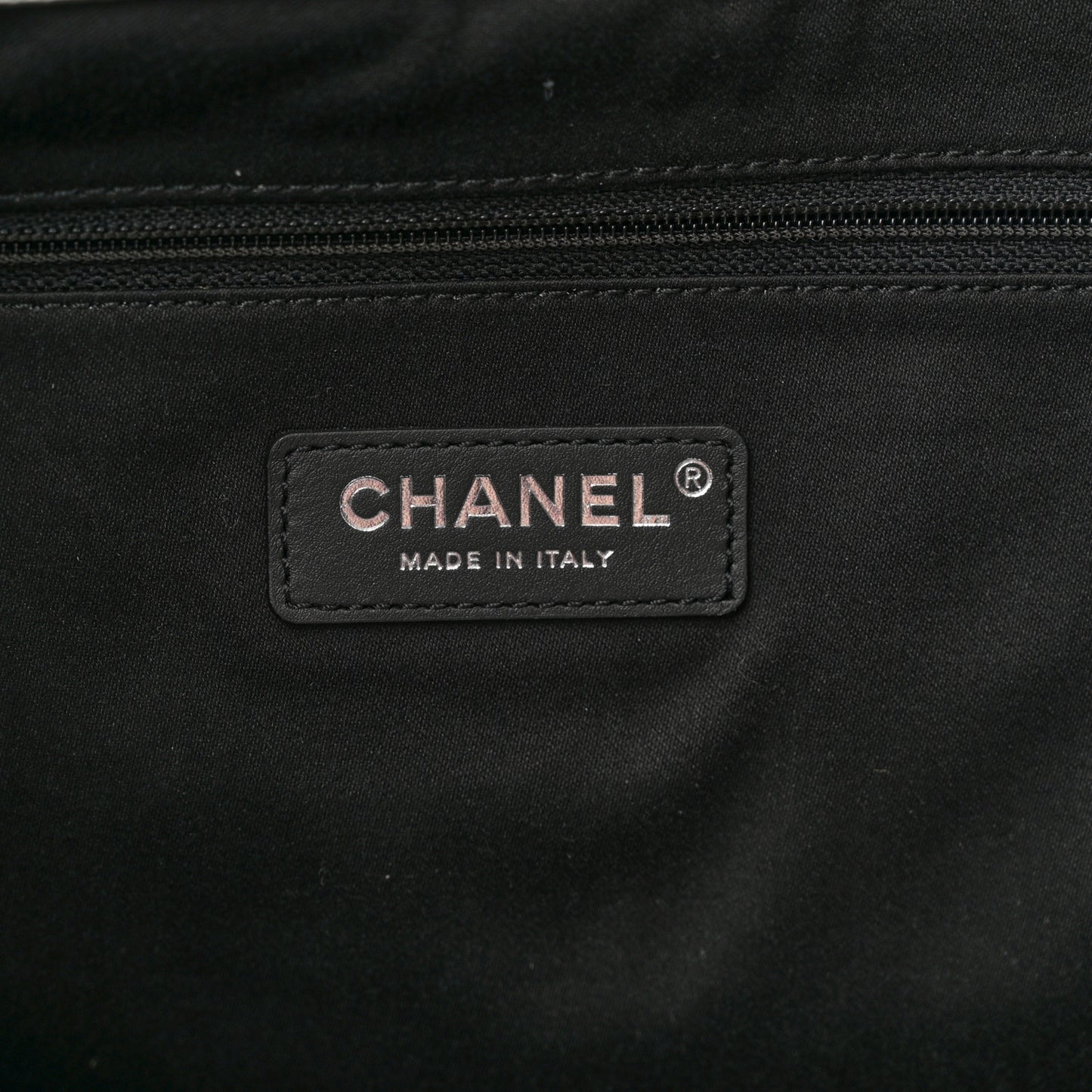 Metallic Calfskin Stitched CC Shopper Tote Silvery