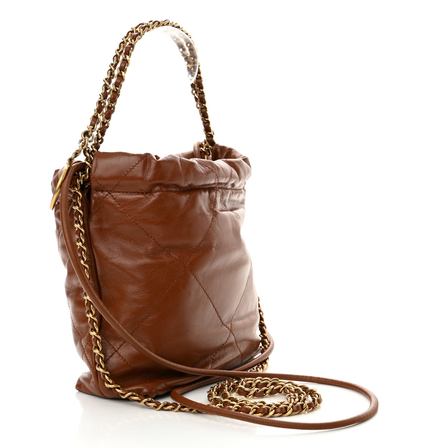Chanel Shiny Calfskin Quilted Mini Chanel 22 Light Brown 3 of 10