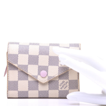 Louis Vuitton Damier Azur Victorine Wallet Rose Ballerine 2 of 10