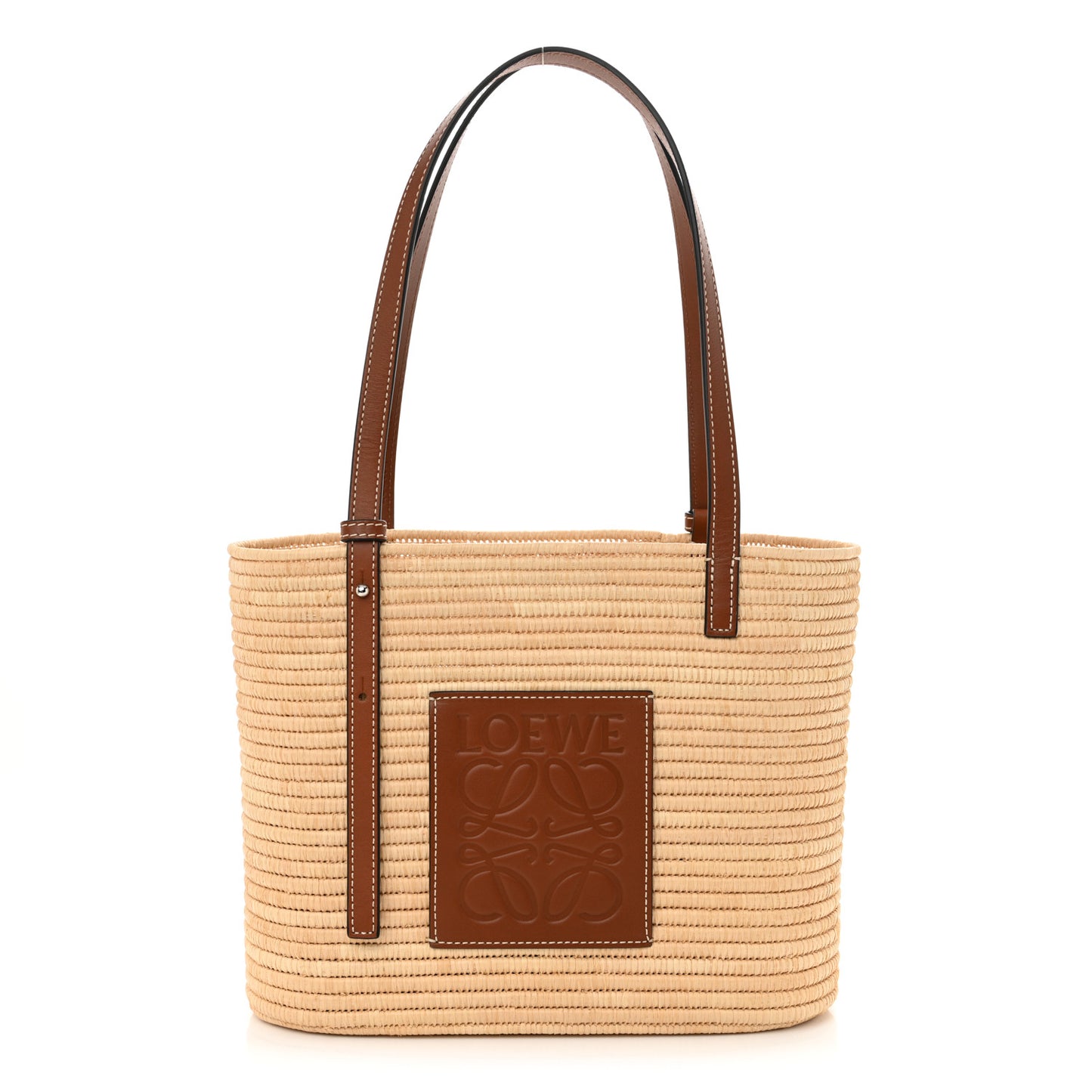 Raffia Small Square Basket Tote Bag Natural Tan