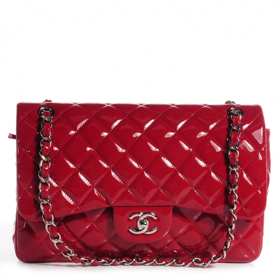 Patent Jumbo Double Flap Dark Red