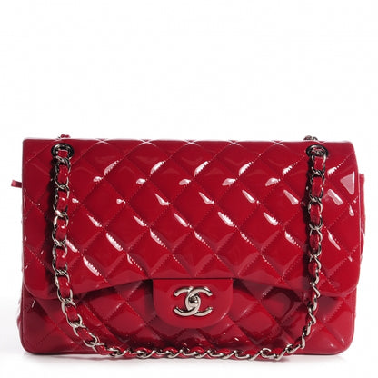 Chanel Patent Jumbo Double Flap Dark Red 1 of 8