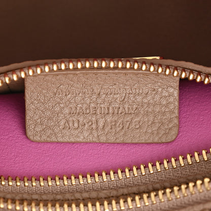Salvatore Ferragamo Hammered Calfskin Double Handle Small Amy Tote Beige Pink 7 of 10