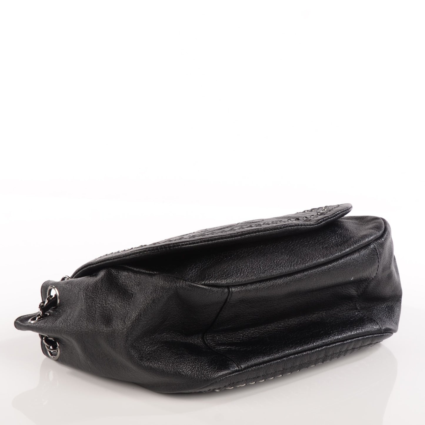Metallic Goatskin Luxe Ligne Flap Black