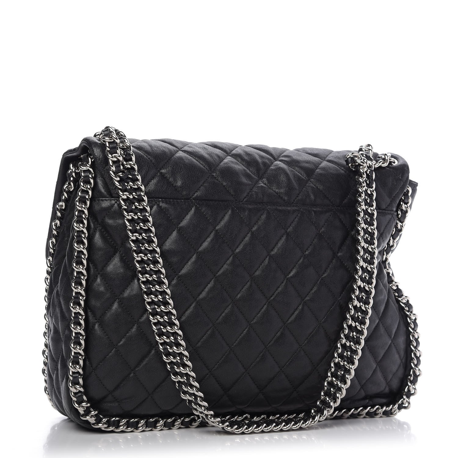 Chanel Washed Lambskin Quilted Maxi Chain Around Flap Black 3 of 10