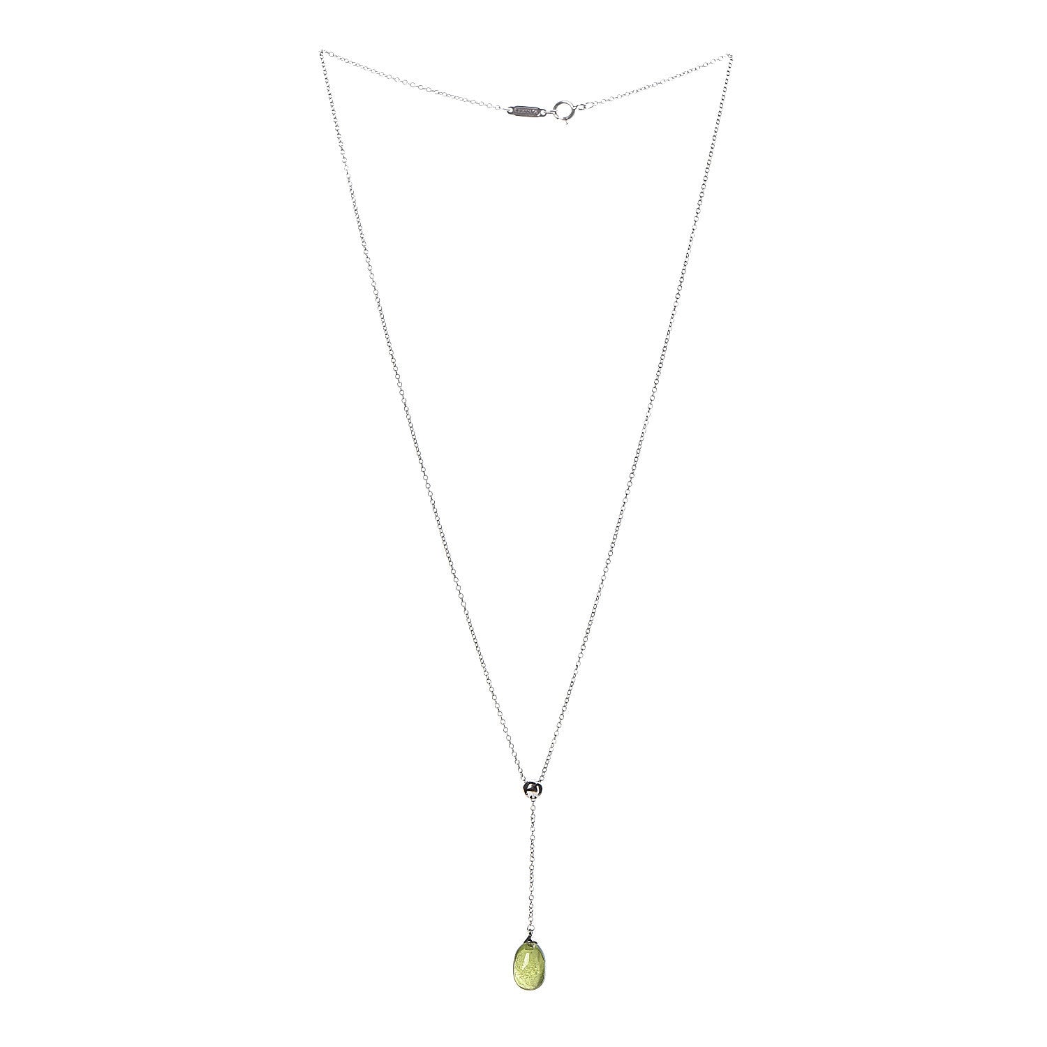 Tiffany 18K White Gold Peridot Rainbow Drops Pendant Necklace 3 of 8