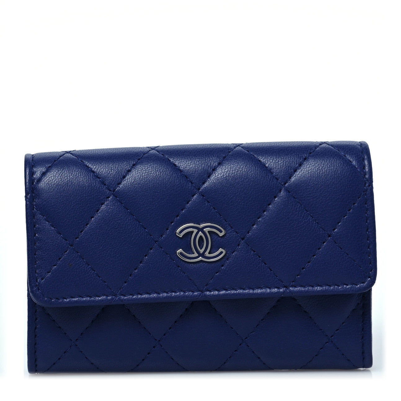 Chanel Lambskin Quilted Flap Card Holder Navy 1 of 9