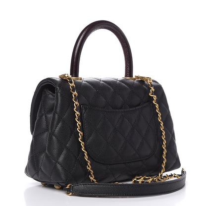 Chanel Caviar Lizard Embossed Quilted Mini Coco Handle Flap Black 3 of 11