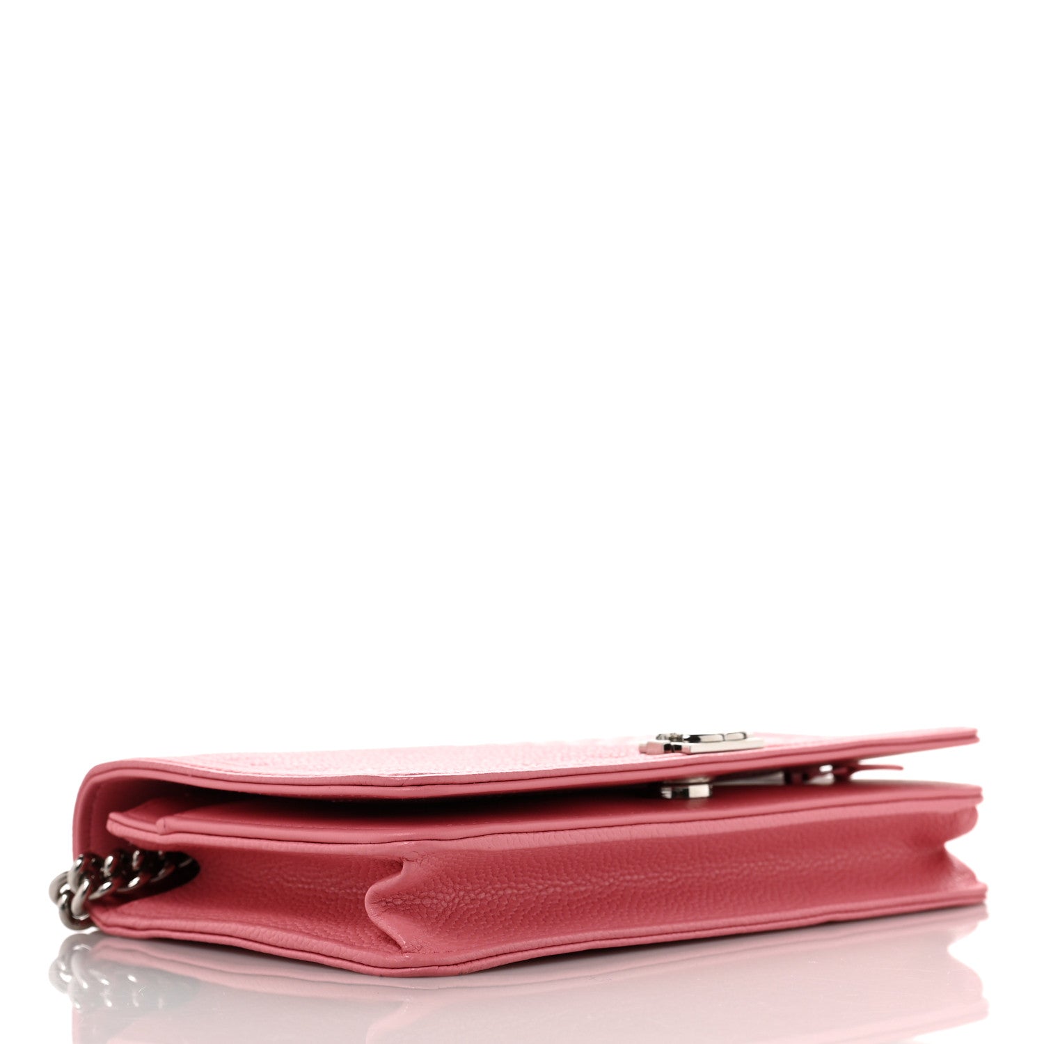 Chanel Caviar Chevron Quilted Boy Wallet On Chain WOC Pink 3 of 10