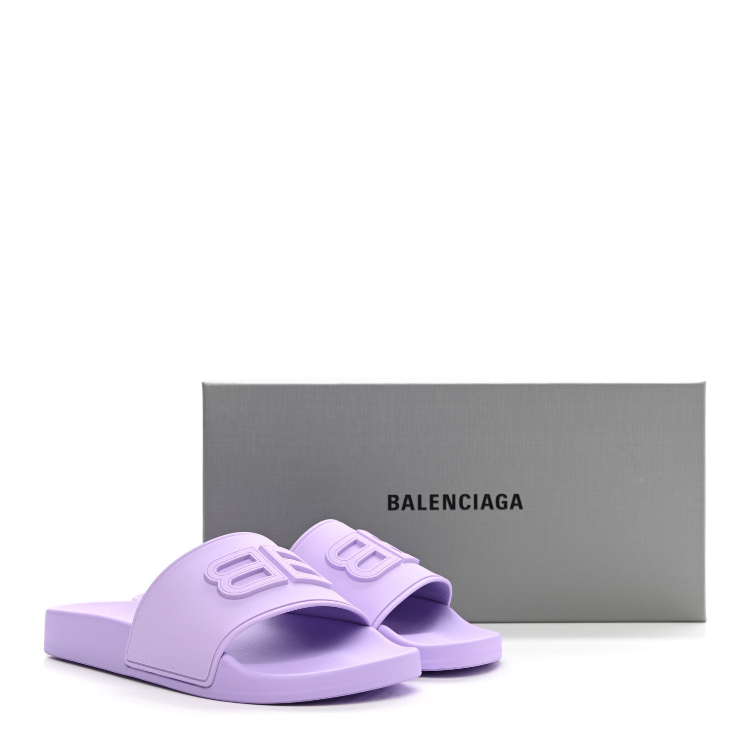 Balenciaga Rubber BB Womens Pool Slide Sandals 39 Lilac 8 of 8