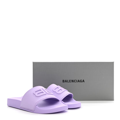 Balenciaga Rubber BB Womens Pool Slide Sandals 39 Lilac 8 of 8