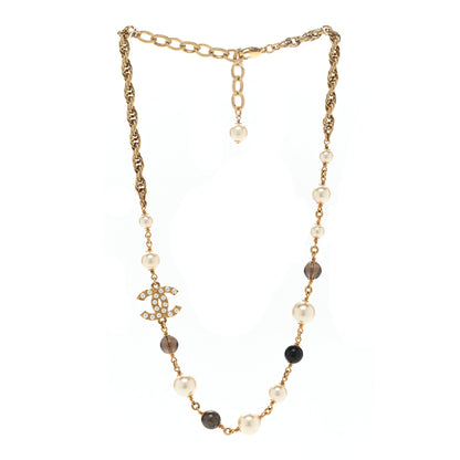 Chanel Pearl Bead CC Choker Necklace Gold Pearly White Black 3 of 6