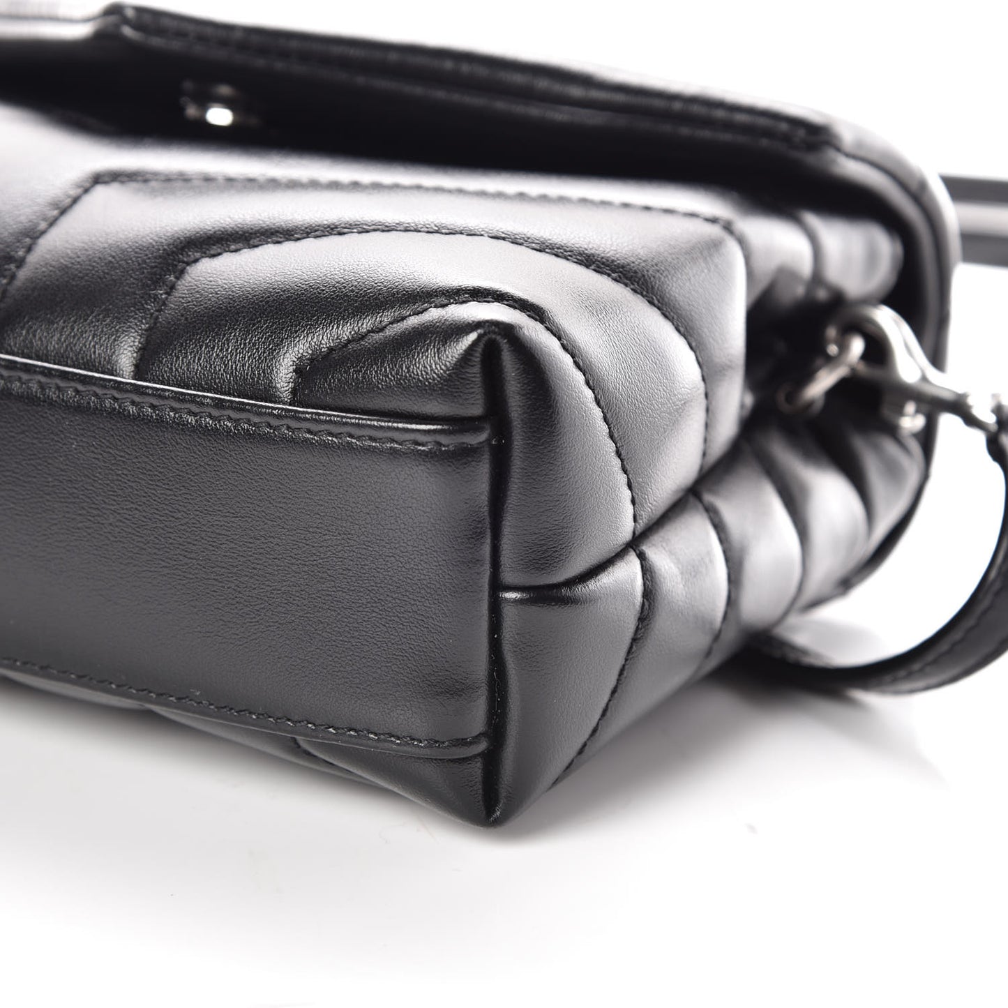 Calfskin Y Quilted Monogram Toy Loulou Crossbody Bag Black