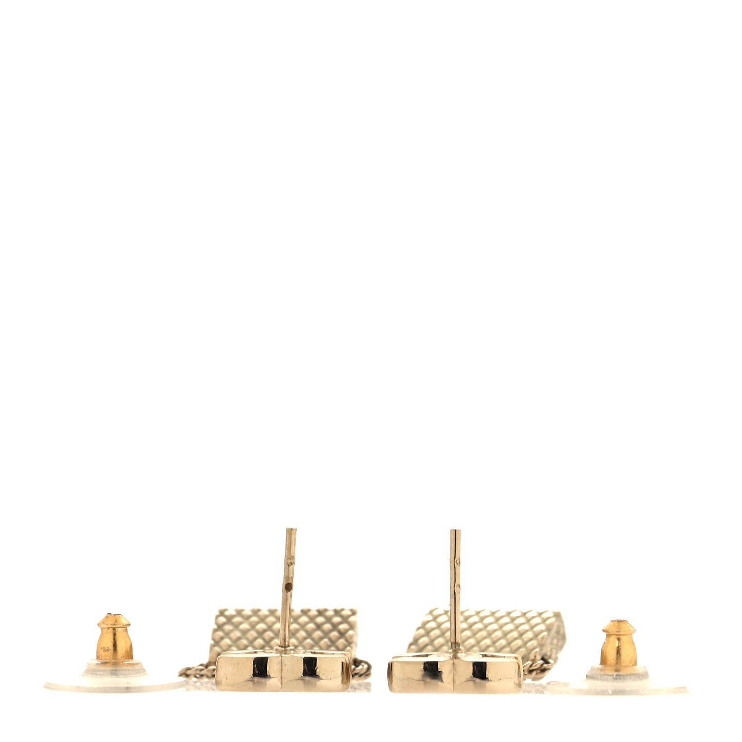 Chanel Enamel CC Flap Bag Drop Earrings Light Gold 3 of 4