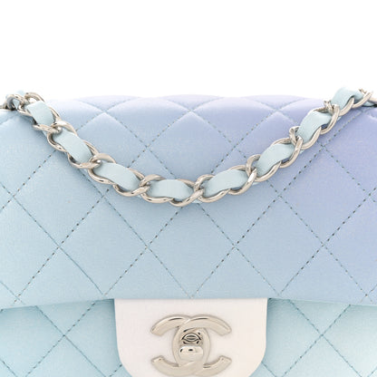 Chanel Perforated Lambskin Quilted Mini Rectangular Flap Light Blue Light Purple White 8 of 11