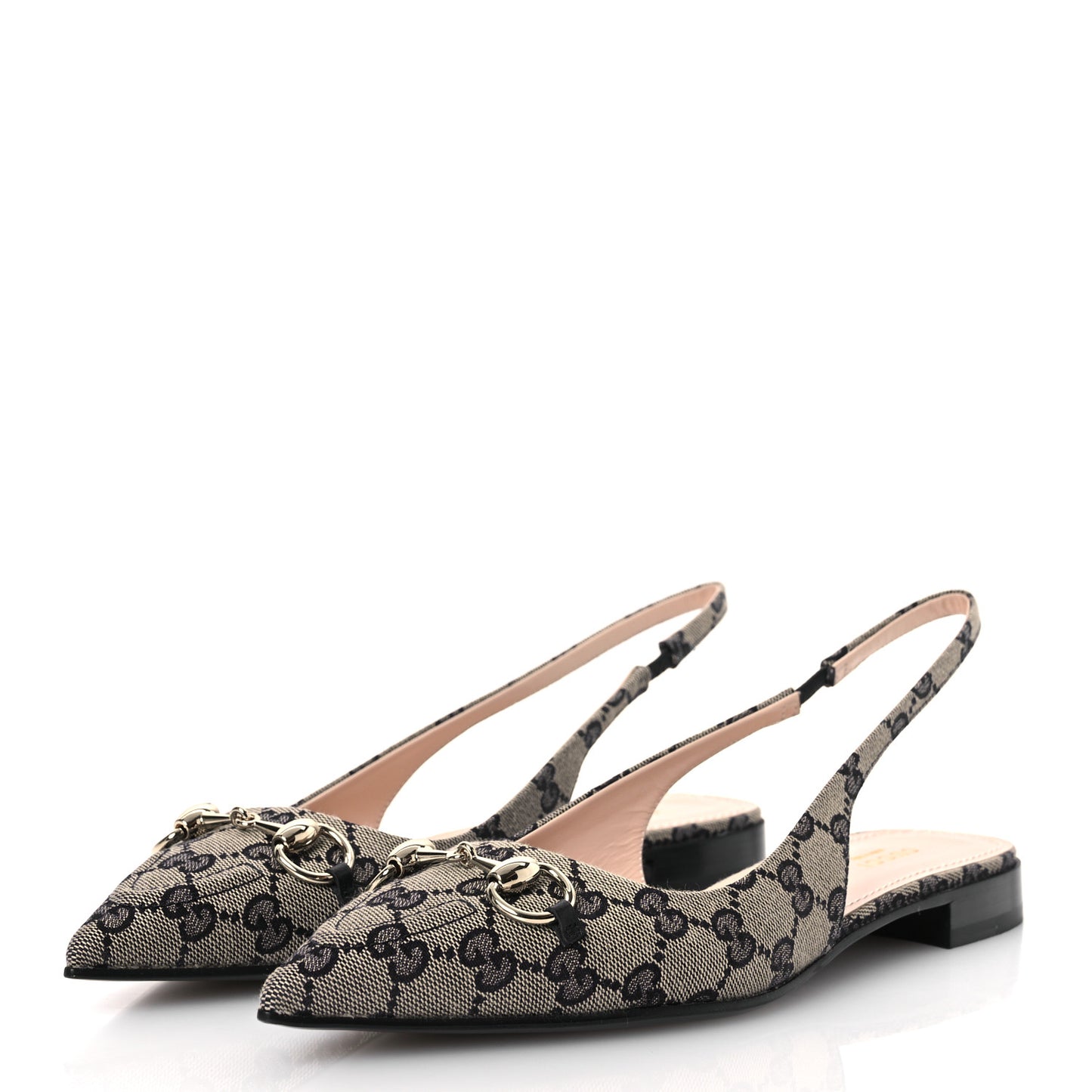 Monogram Horsebit Womens Slingback Ballet Flat 40 Beige Blue