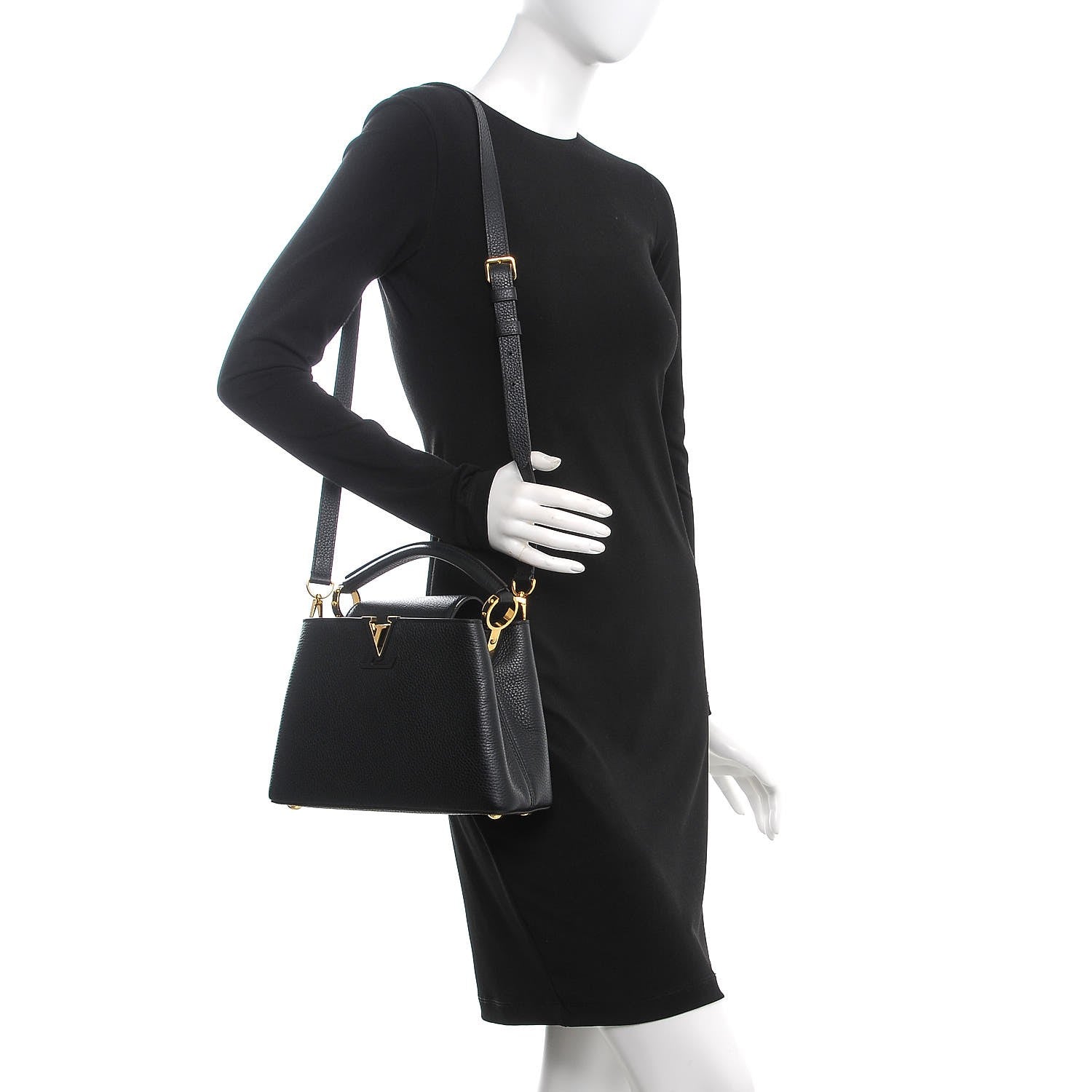 Louis Vuitton Taurillon Capucines BB Black 2 of 9