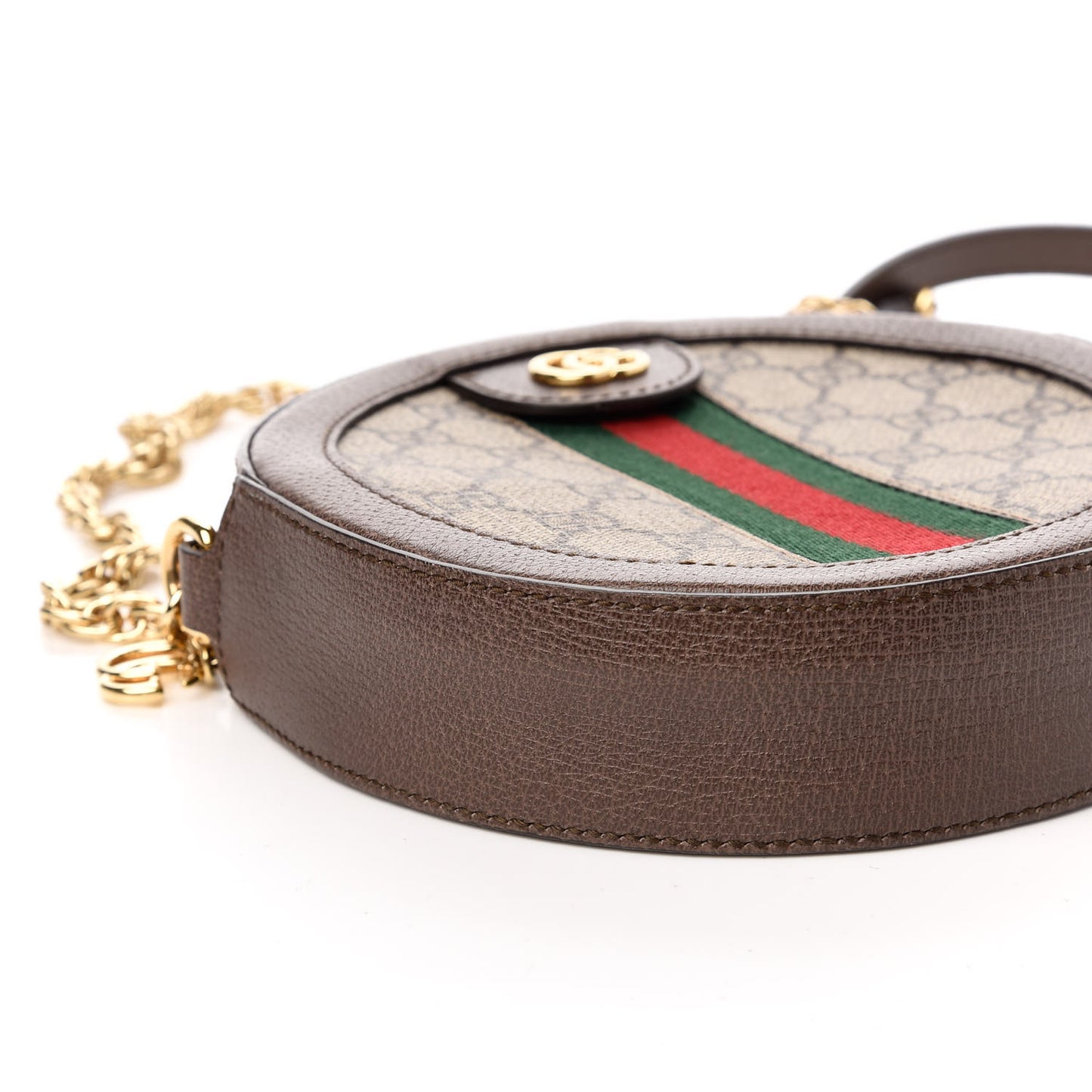 GG Supreme Monogram Web Mini Ophidia Round Shoulder Bag Brown