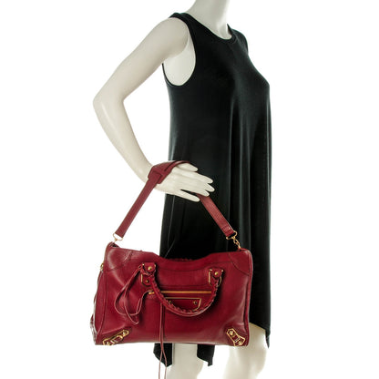 Balenciaga Shiny Goatskin Gold Metallic Edge Hardware City Rouge Brique Rouge Grenade 2 of 7