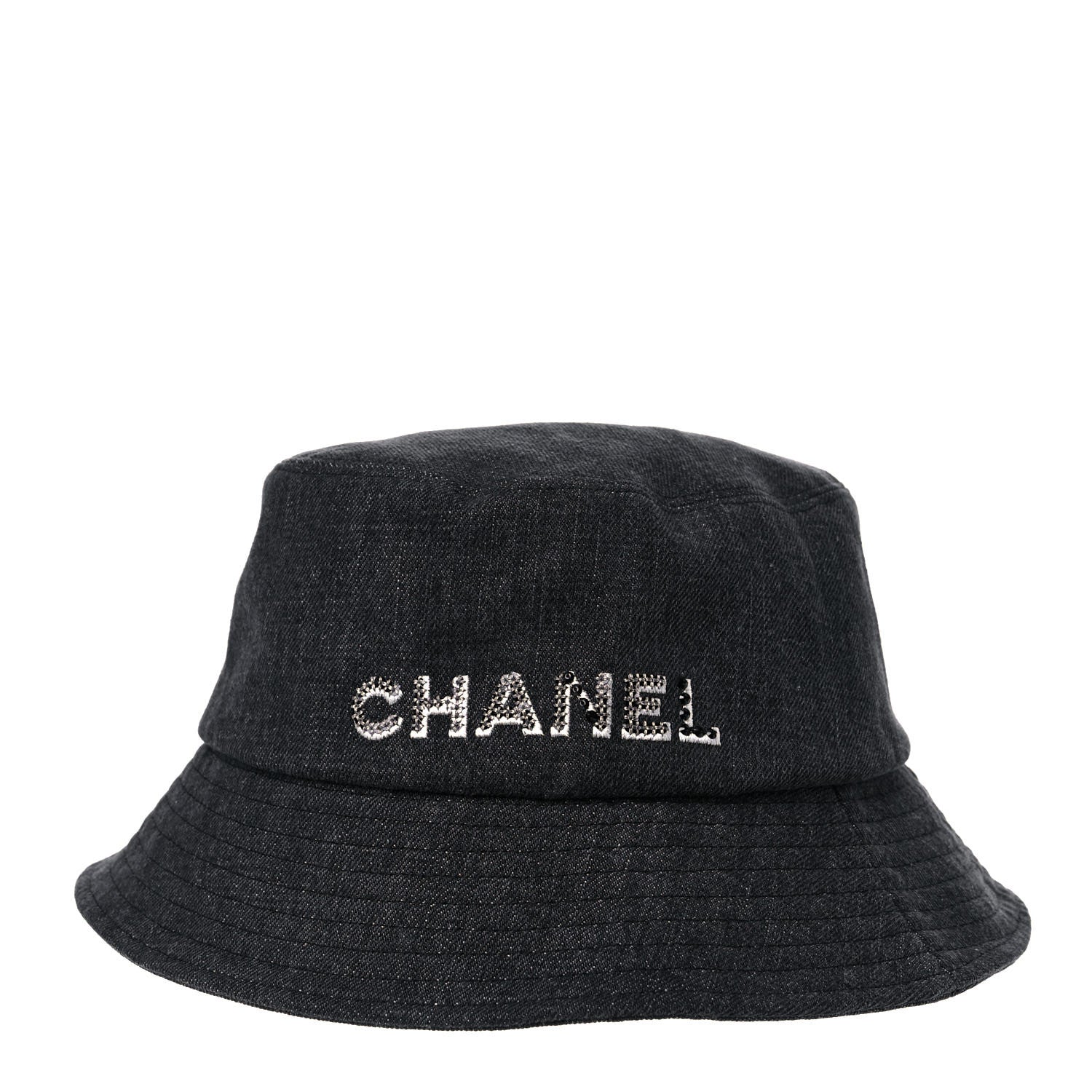 Chanel Fabric Logo Bucket Hat M Black 1 of 6