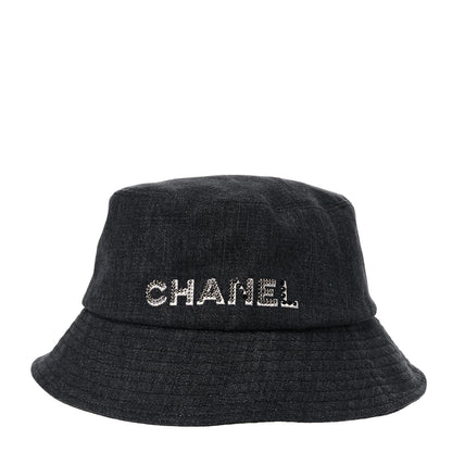 Chanel Fabric Logo Bucket Hat M Black 1 of 6