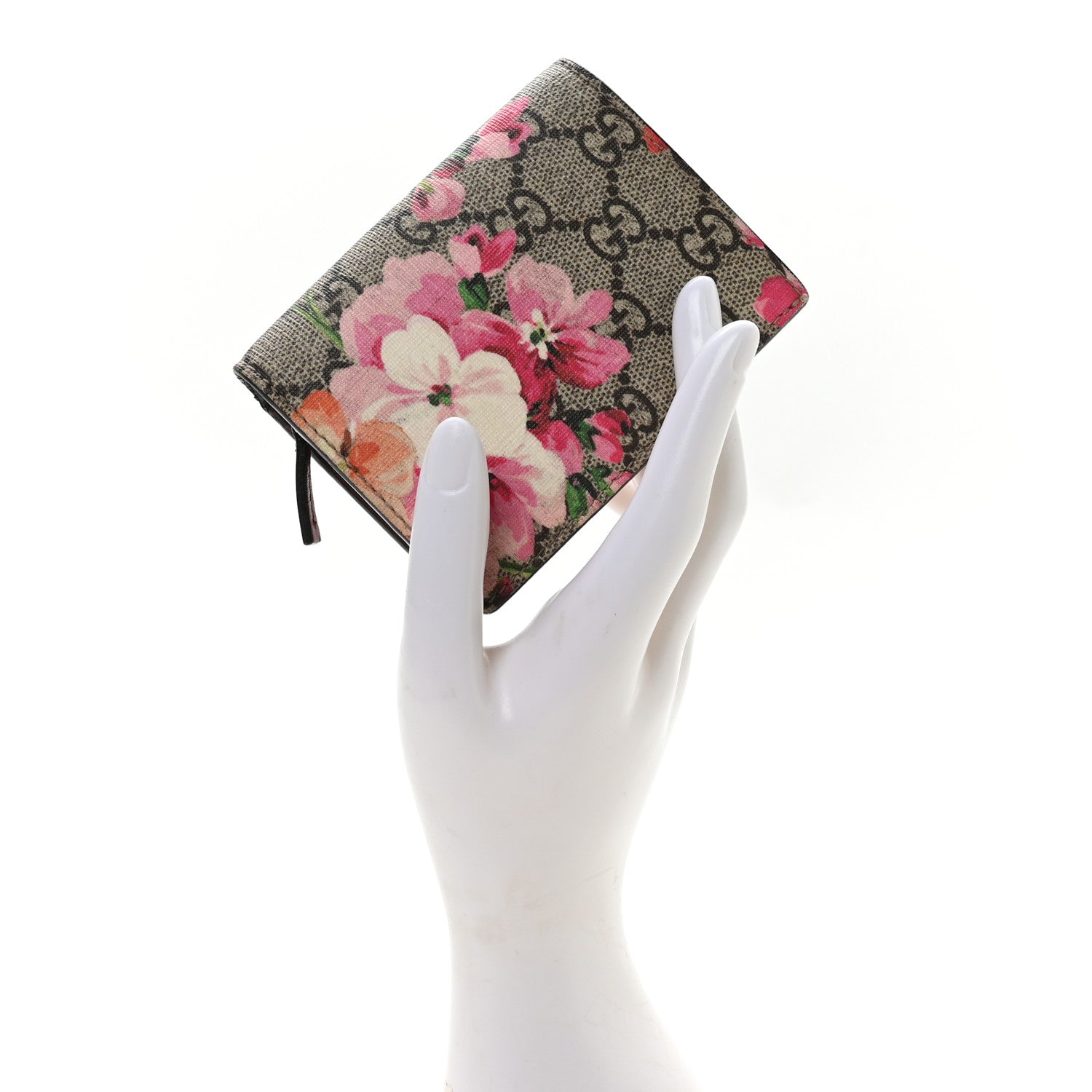 Gucci GG Supreme Monogram Blooms Card Case Wallet Beige Multicolor Dry Rose 2 of 8