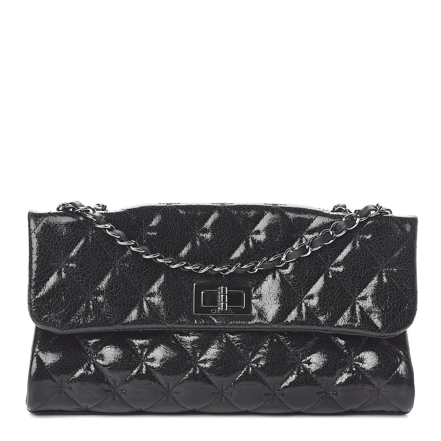 Chanel Glazed Crackled Calfskin Quilted Mademoiselle Flap Black 1 of 10