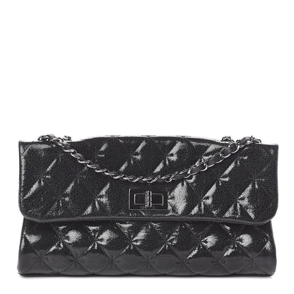 Chanel Glazed Crackled Calfskin Quilted Mademoiselle Flap Black 1 of 10