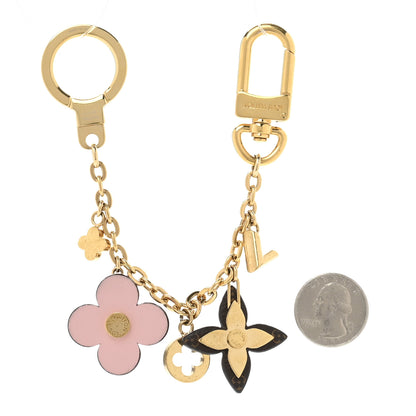 Louis Vuitton Brass Monogram Blooming Flowers Bag Charm Key Holder Rose Ballerine 2 of 4