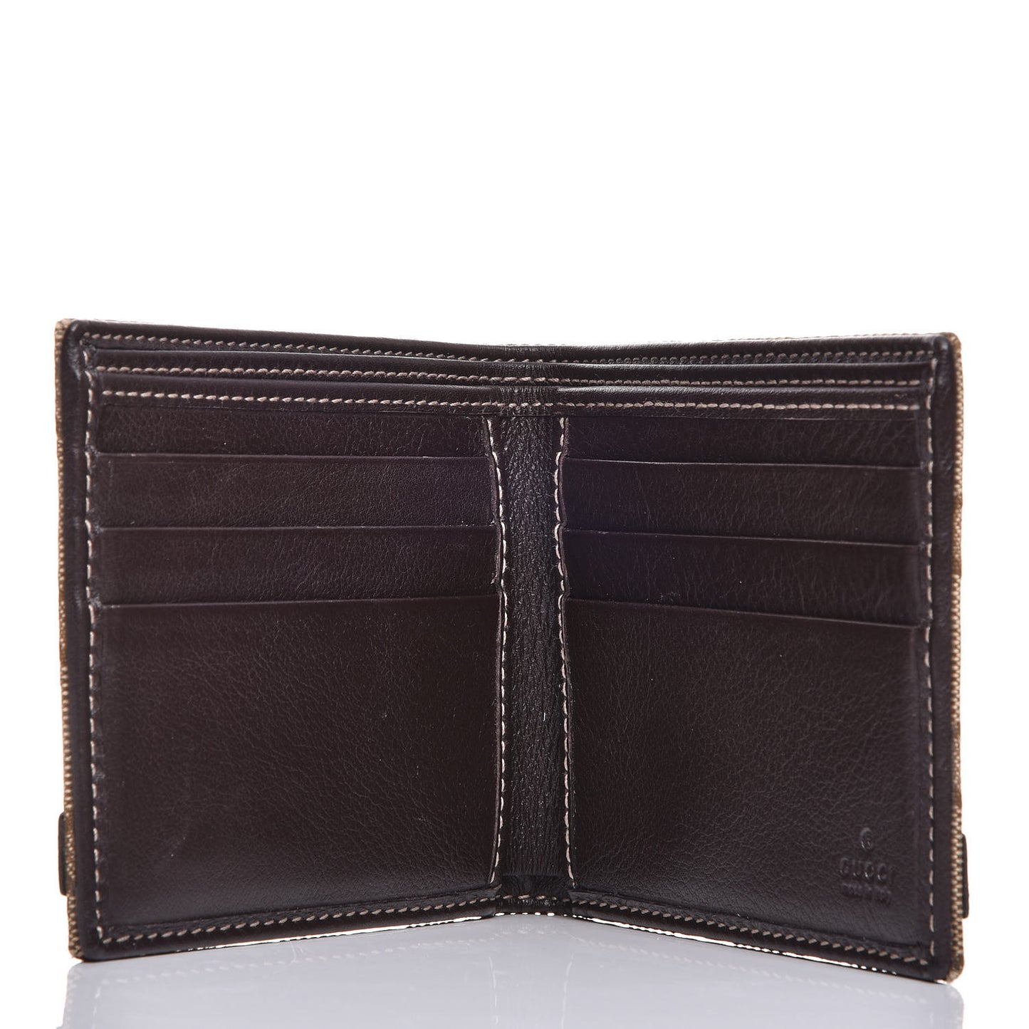 Monogram Metal Bar Bi-Fold Wallet Brown