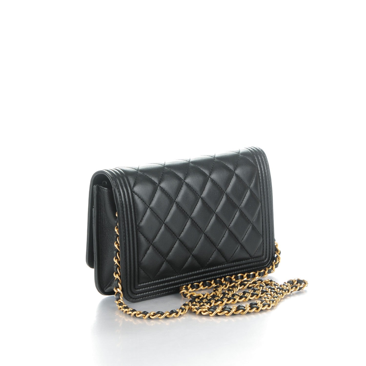 Chanel Lambskin Quilted Boy Wallet On Chain WOC Black 3 of 8