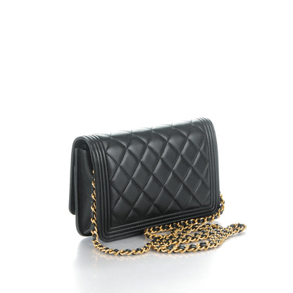 Chanel Lambskin Quilted Boy Wallet On Chain WOC Black 3 of 8