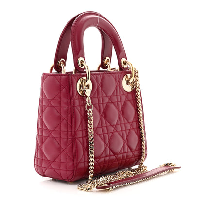 Christian Dior Lambskin Cannage Mini Lady Dior Red 3 of 10