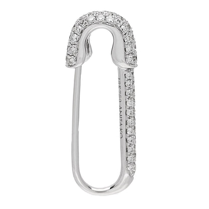 Anita Ko 18K White Gold Diamond Mini Safety Pin Earring 3 of 4