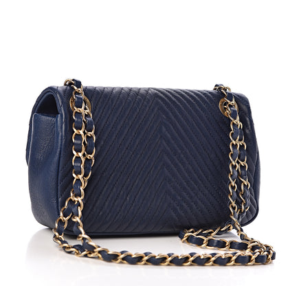 Chanel Lambskin Chevron Quilted Small Flap Navy 3 of 11